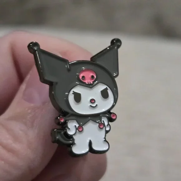 Sanrio ✦ Kuromi Enamel Pin Brooch ✦ Pastel Goth Badge Accessory for Jacket Bag - Picture 3 of 4